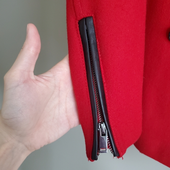 Black Rivet Women's Wool Blend Button Up Peacoat in Red Size S - Picture 5 of 7